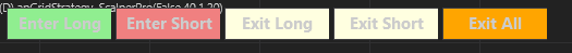 Scalper Pro on-chart trading buttons: Enter Long, Enter Short, Exit Long, Exit Short, Exit All